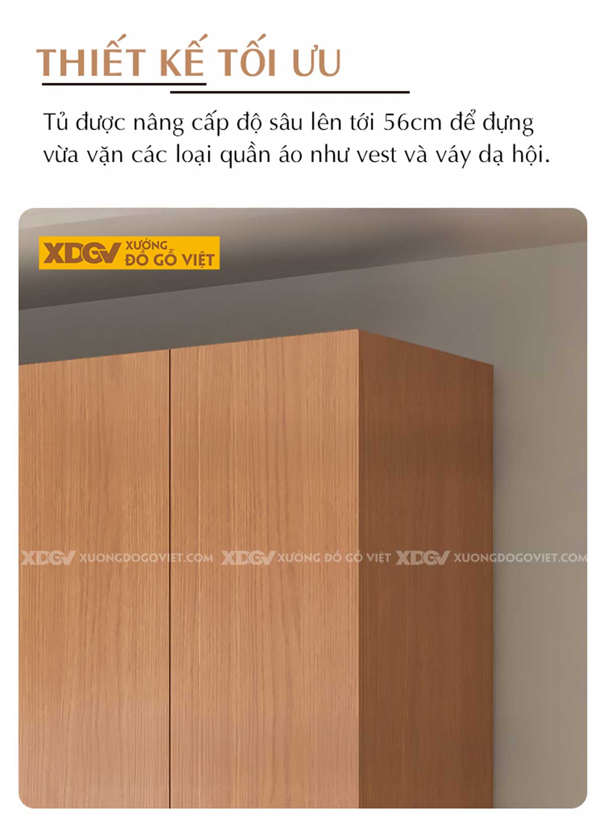 Tủ Áo Gỗ Veneer Sồi Hiện Đại Nhiều Vách Ngăn Có Ngăn Kéo