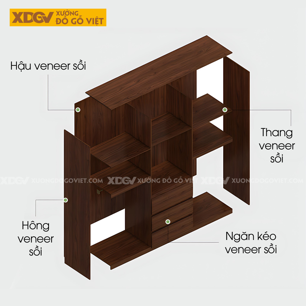 Tủ Áo Gỗ Veneer Sồi Hiện Đại Tối Giản Màu Óc Chó Sang Trọng