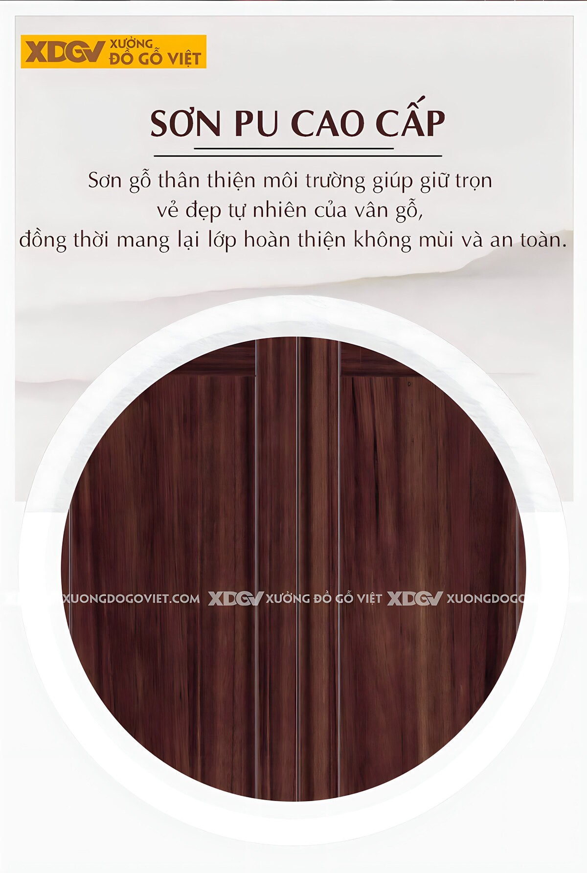 Tủ Áo Gỗ Xoan Đào 6 Cánh Khung Pano Đan Lưới Tay Kim Loại