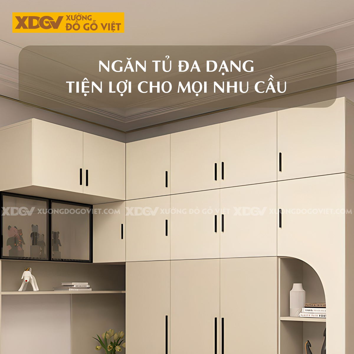 Tủ Áo MDF Phòng Ngủ Kết Hợp Bàn Học Và Kệ Trang Trí Độc Đáo
