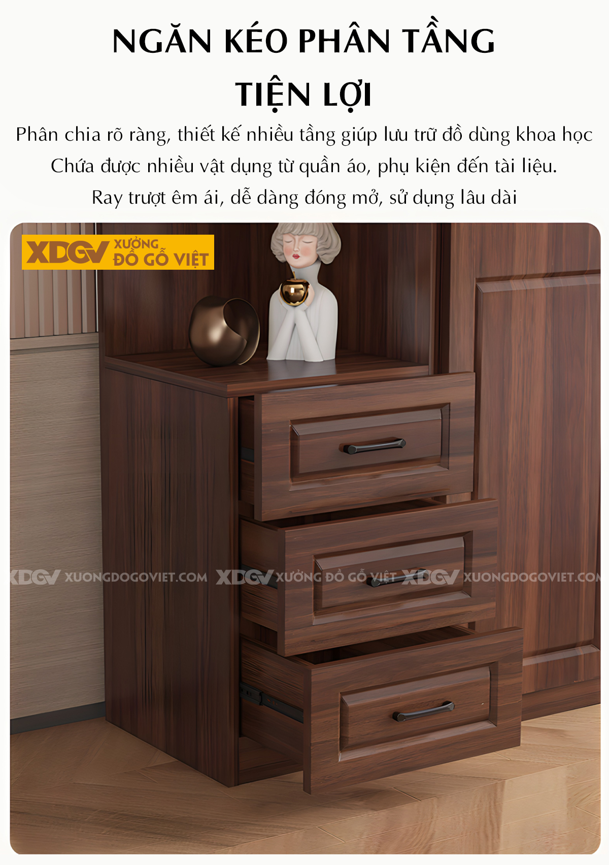 Tủ Áo Phòng Ngủ Gỗ Lim Dáng Hộp Cánh Pano Tay Nổi Màu Đen