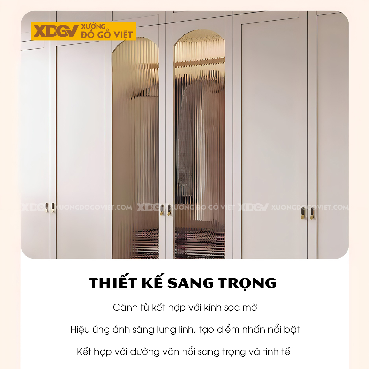 Tủ Áo Quần Gỗ Cao Su Trắng Kết Hợp Bàn Trang Điểm Góc L