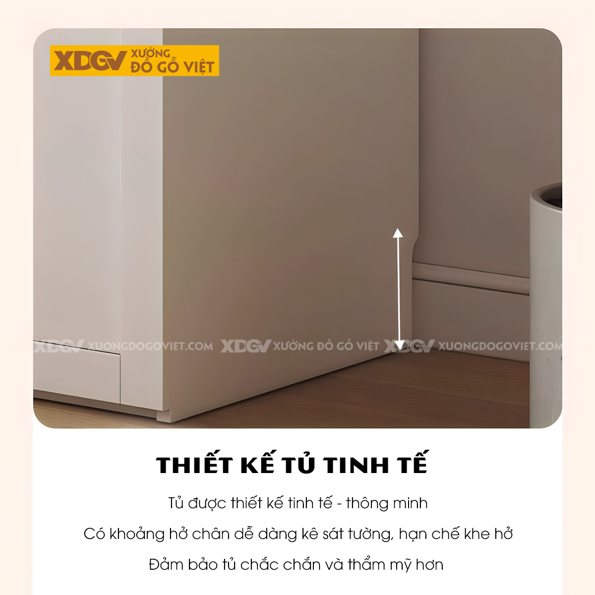 Tủ Áo Quần Gỗ Cao Su Trắng Kết Hợp Bàn Trang Điểm Góc L