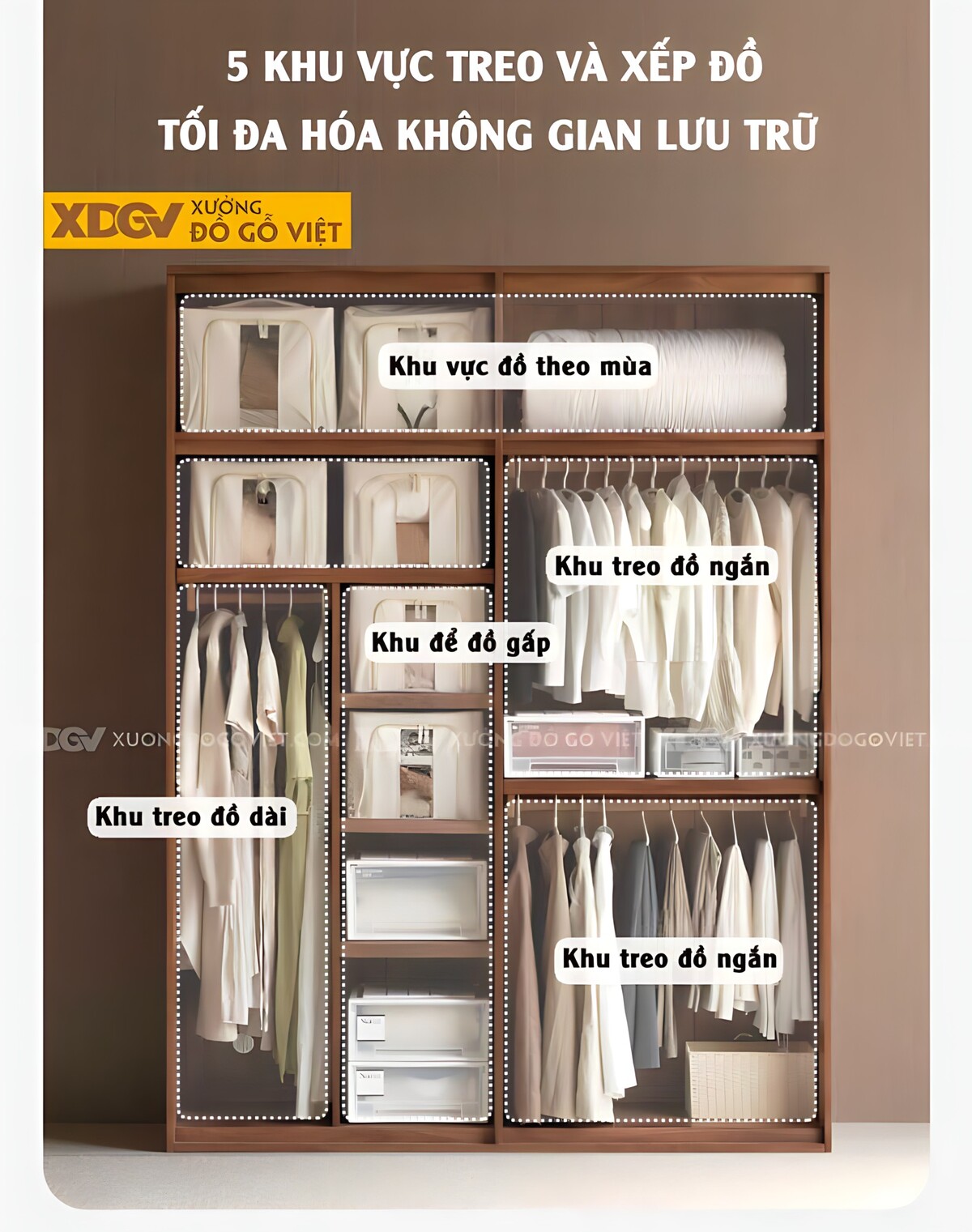 Tủ Áo Quần Gỗ Óc Chó 4 Cánh Hiện Đại Tay Nắm Thanh Ngang