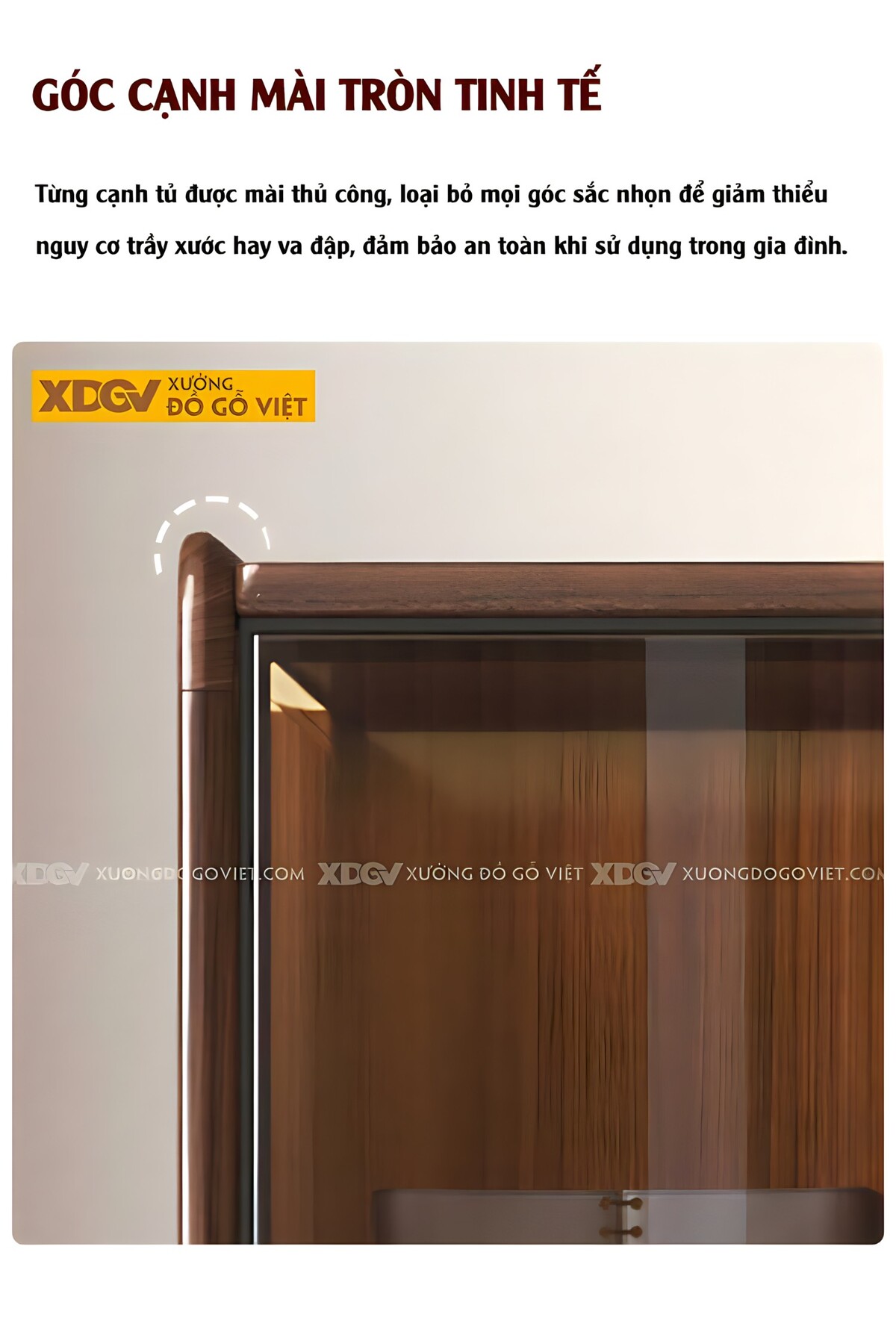 Tủ Áo Veneer Óc Chó 2 Cửa Lùa Khung Pano 2 Cửa Kính Trắng