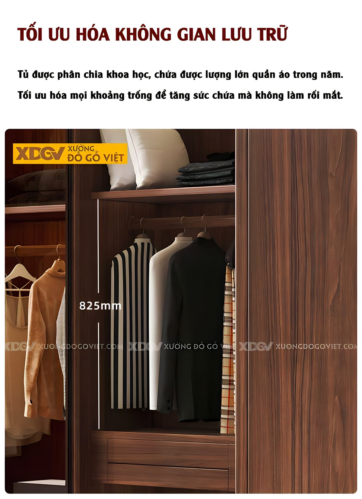 Tủ Áo Veneer Óc Chó 2 Cửa Lùa Khung Pano 2 Cửa Kính Trắng