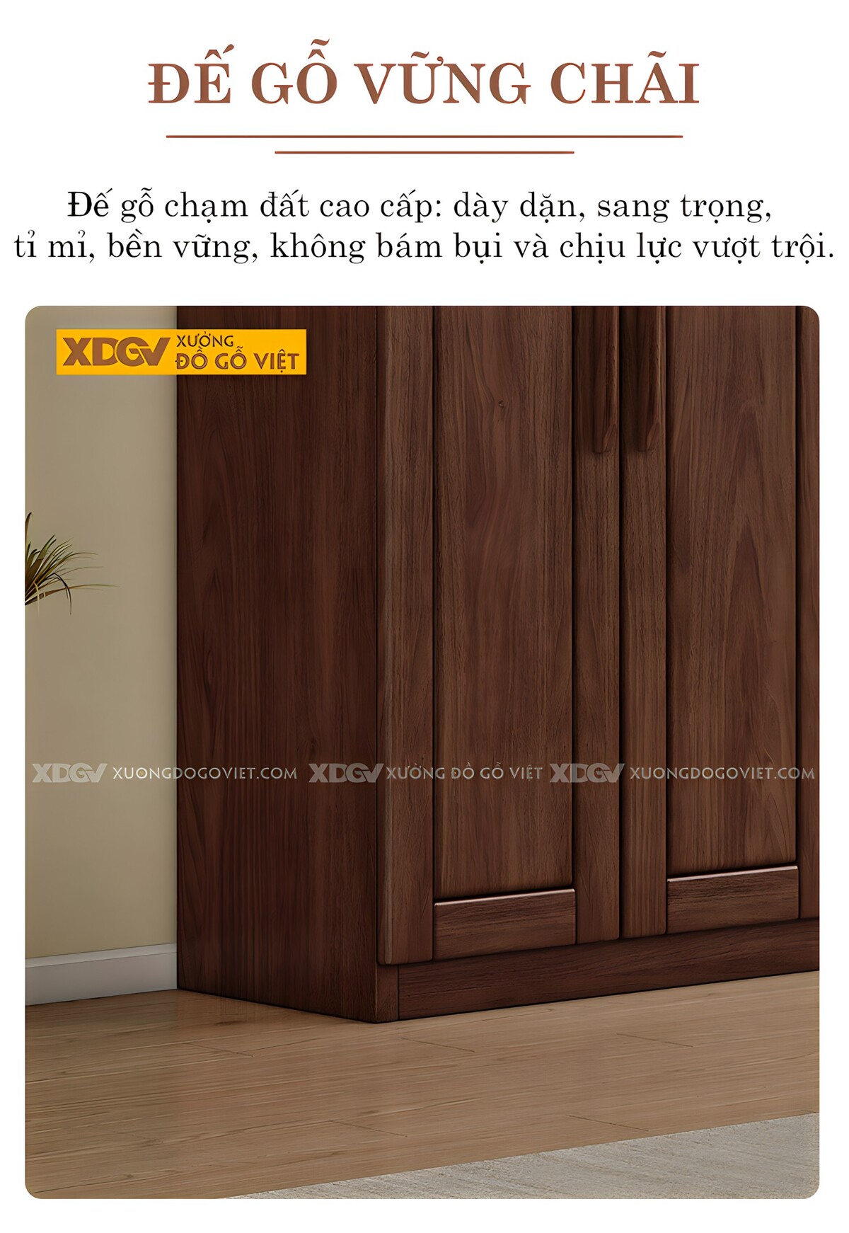 Tủ Áo Veneer Óc Chó Tân Cổ Điển Cánh Pano Tay Nắm Thanh Dài