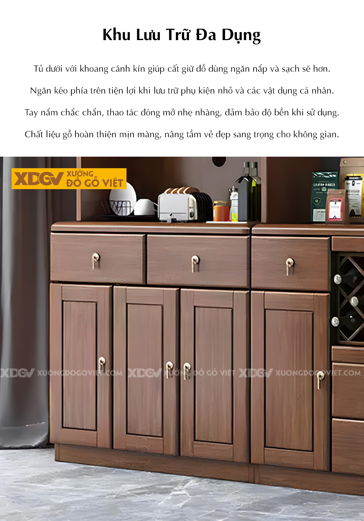 Tủ Để Rượu Gỗ Sồi Kệ Trưng Bày Kính Phối Ô Rượu Chéo Đa Dạng