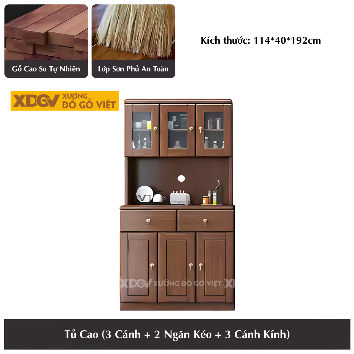 Tủ Để Rượu Gỗ Sồi Kệ Trưng Bày Kính Phối Ô Rượu Chéo Đa Dạng