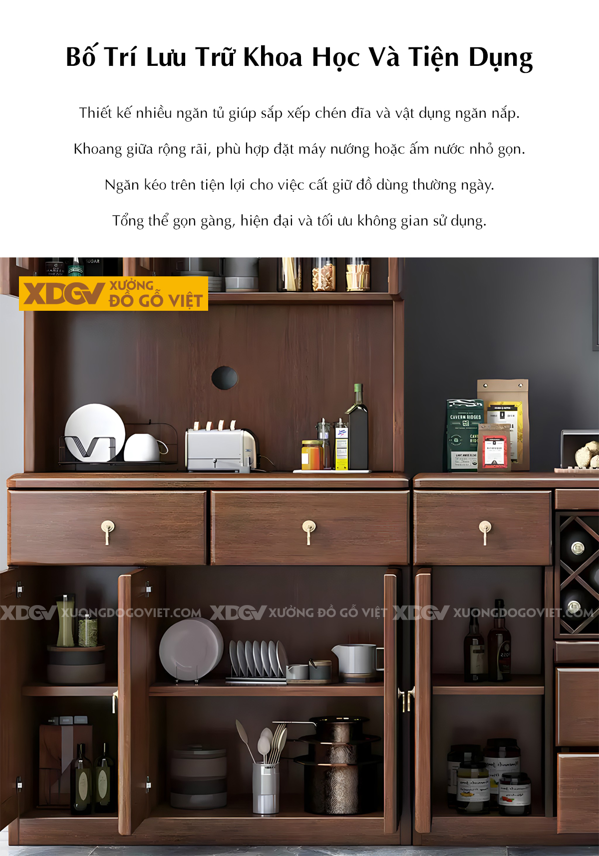 Tủ Để Rượu Gỗ Sồi Kệ Trưng Bày Kính Phối Ô Rượu Chéo Đa Dạng