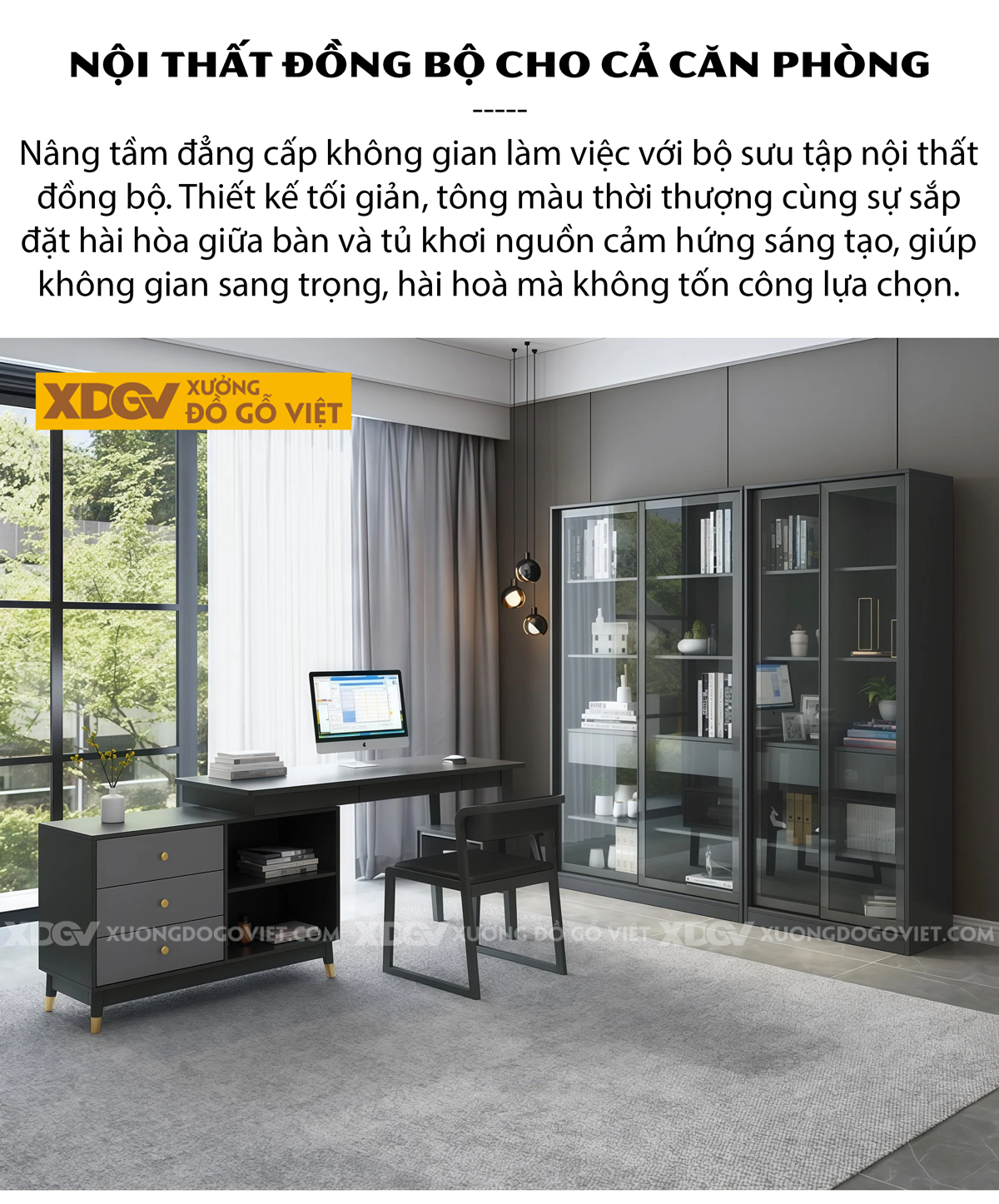 Tủ Đựng Sách Văn Phòng Gỗ MDF Chân Côn Bọc Kim Kèm Cánh Kính