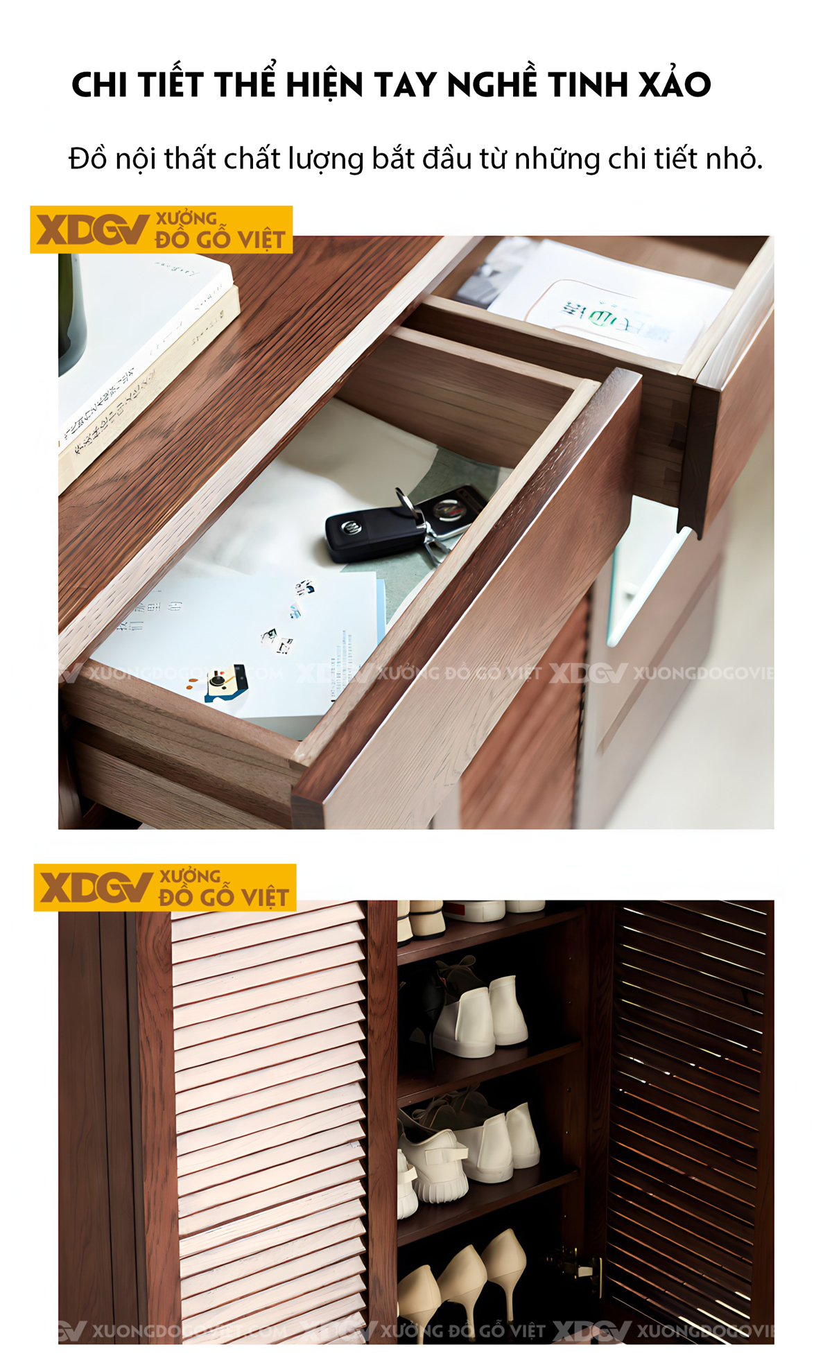 Tủ Giày 2 Cánh Lá Sách Gỗ Sồi Tích Hợp Móc Treo Gương Soi