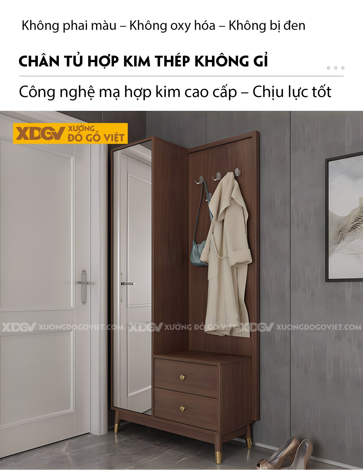 Tủ Giày Gỗ Công Nghiệp MDF Cánh Gương Soi Nhiều Ngăn Đựng