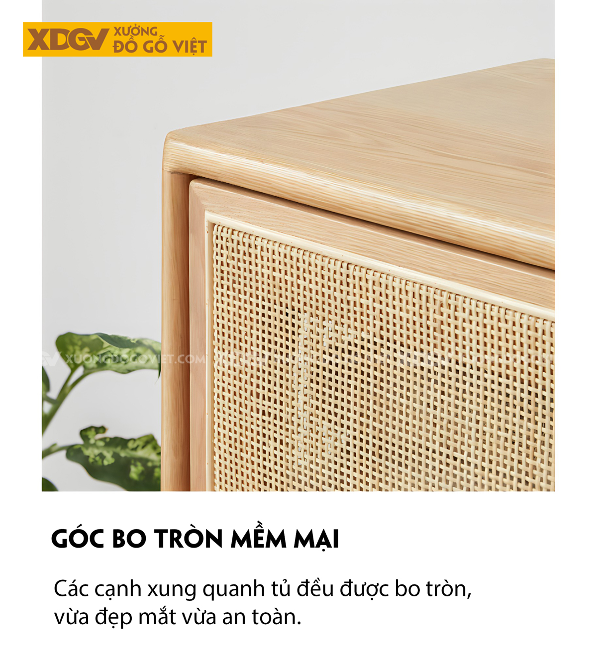 Tủ Giày Gỗ Sồi Mỹ Chân Cao Cánh Đan Mây Có Kệ Hở Đựng Ngoài