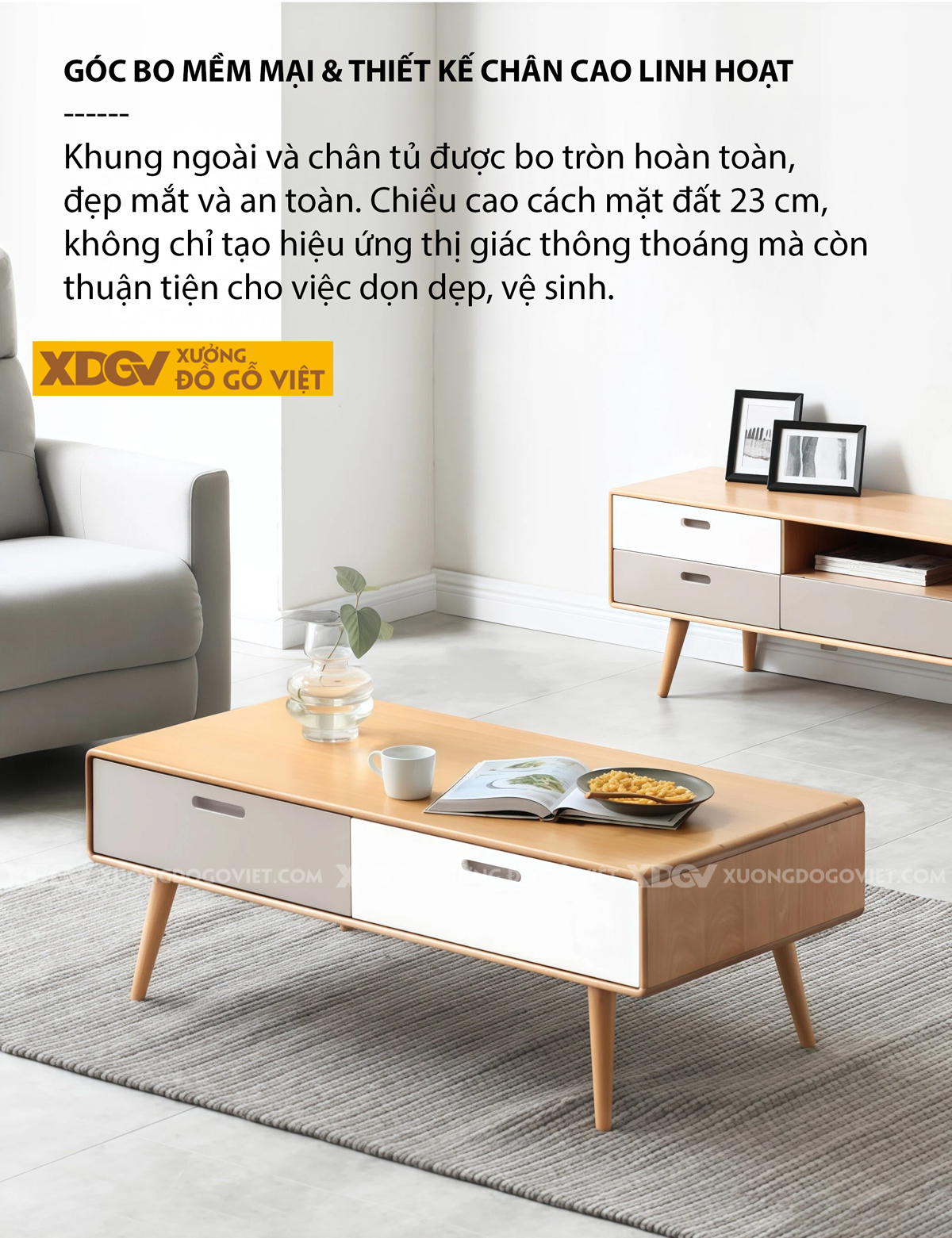 Tủ Giày Gỗ Veneer Sồi Dáng Hộp Vuông Phối Ngăn Kéo Kèm Kệ hở