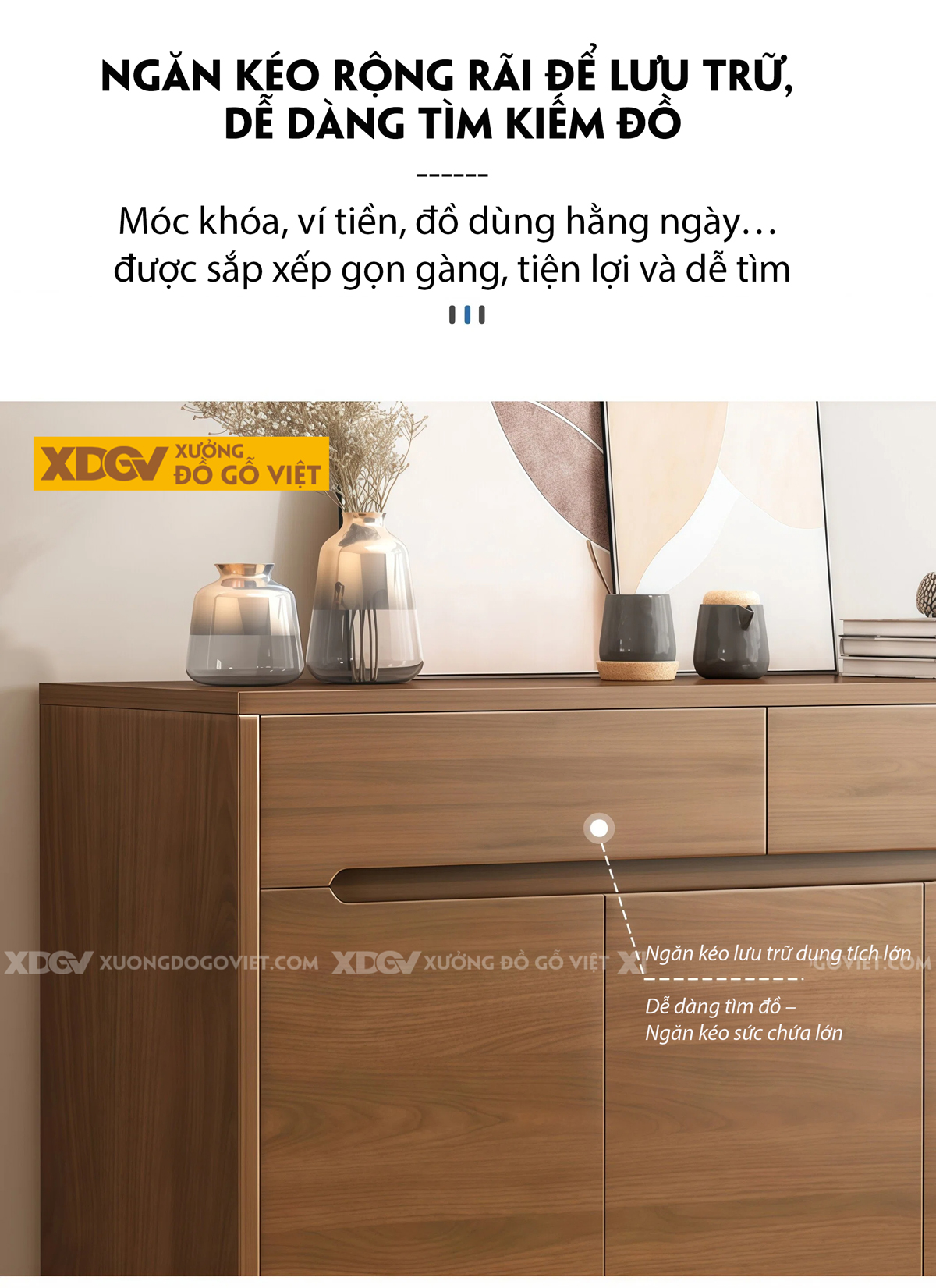 Tủ Giày Gỗ Veneer Sồi Dáng Hộp Vuông Phối Ngăn Kéo Kèm Kệ hở