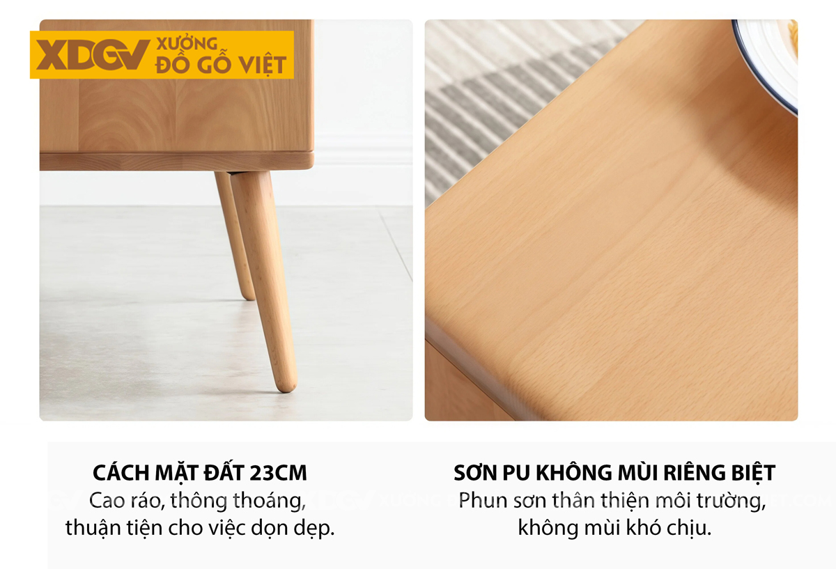 Tủ Giày Gỗ Veneer Sồi Dáng Hộp Vuông Phối Ngăn Kéo Kèm Kệ hở