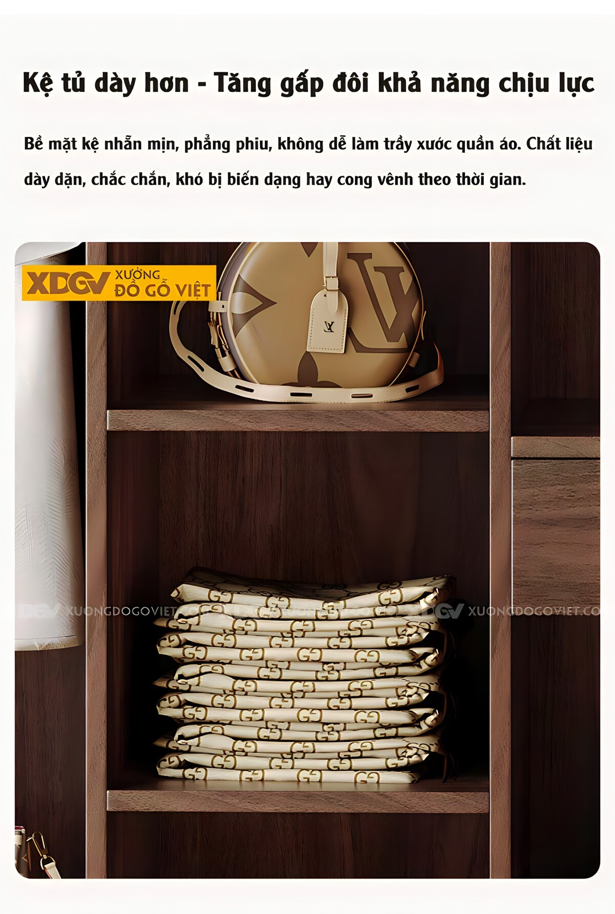 Tủ Gỗ Quần Áo Veneer Óc Chó 4 Cánh Phẳng Tay Nắm Đen Dài