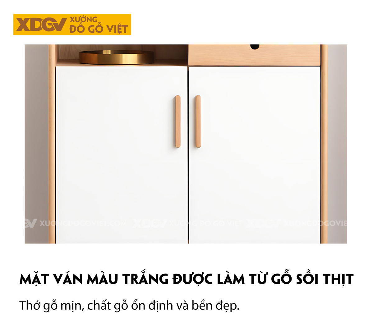 Tủ Gỗ Sồi Mỹ Cánh Sơn Trắng Có Ngăn Chứa Ghế Ngồi Thử Giày