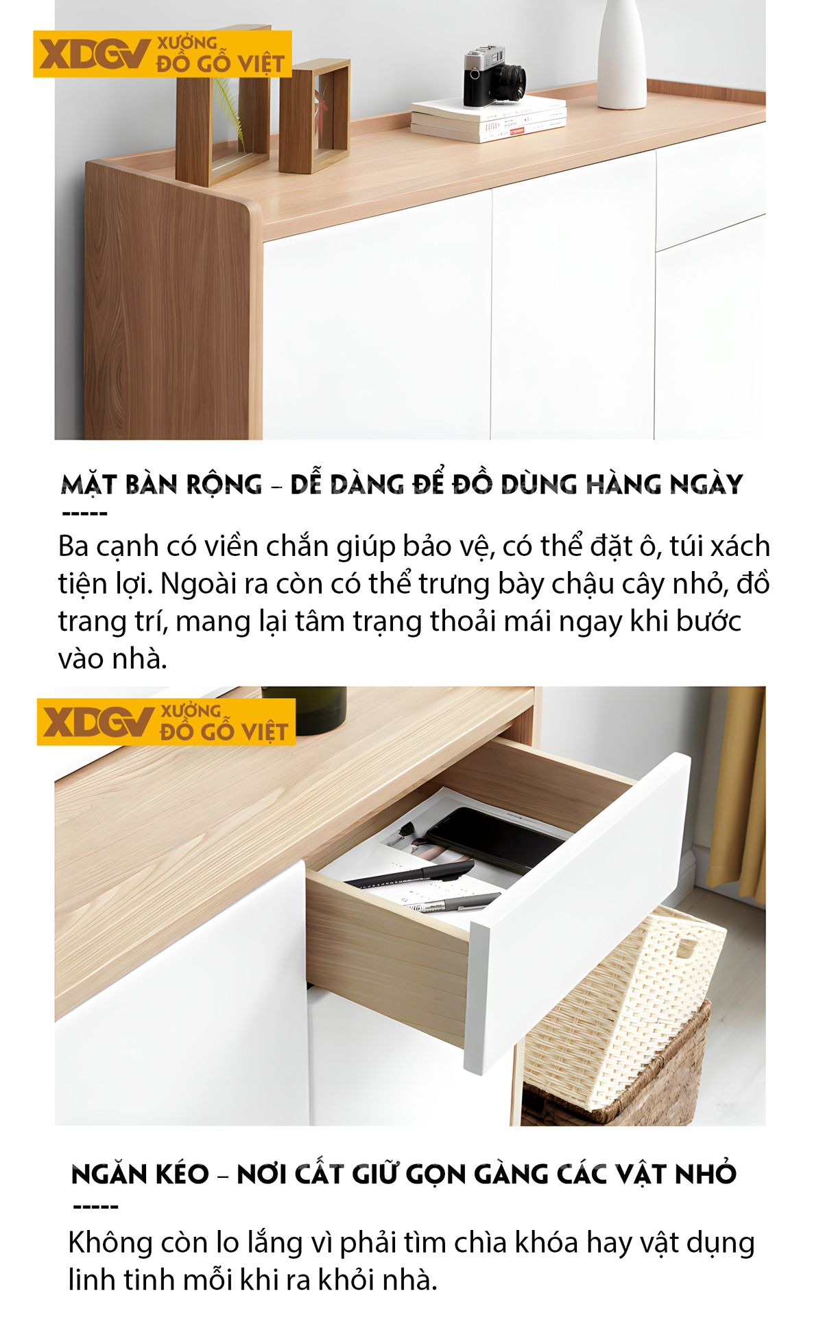 Tủ Gỗ Sồi Tự Nhiên Đựng Giày Dép Cánh Sơn Trắng Hiện Đại