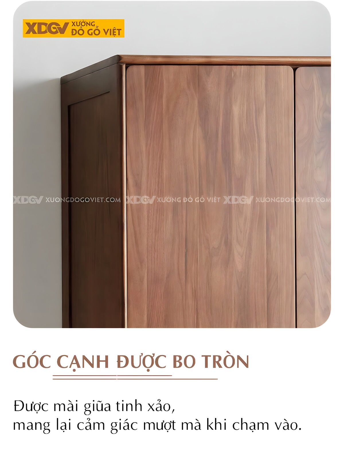 Tủ Gỗ Xoan Đào 5 Cánh Bo Góc Cạnh Chân Cao Bọc Kim Loại