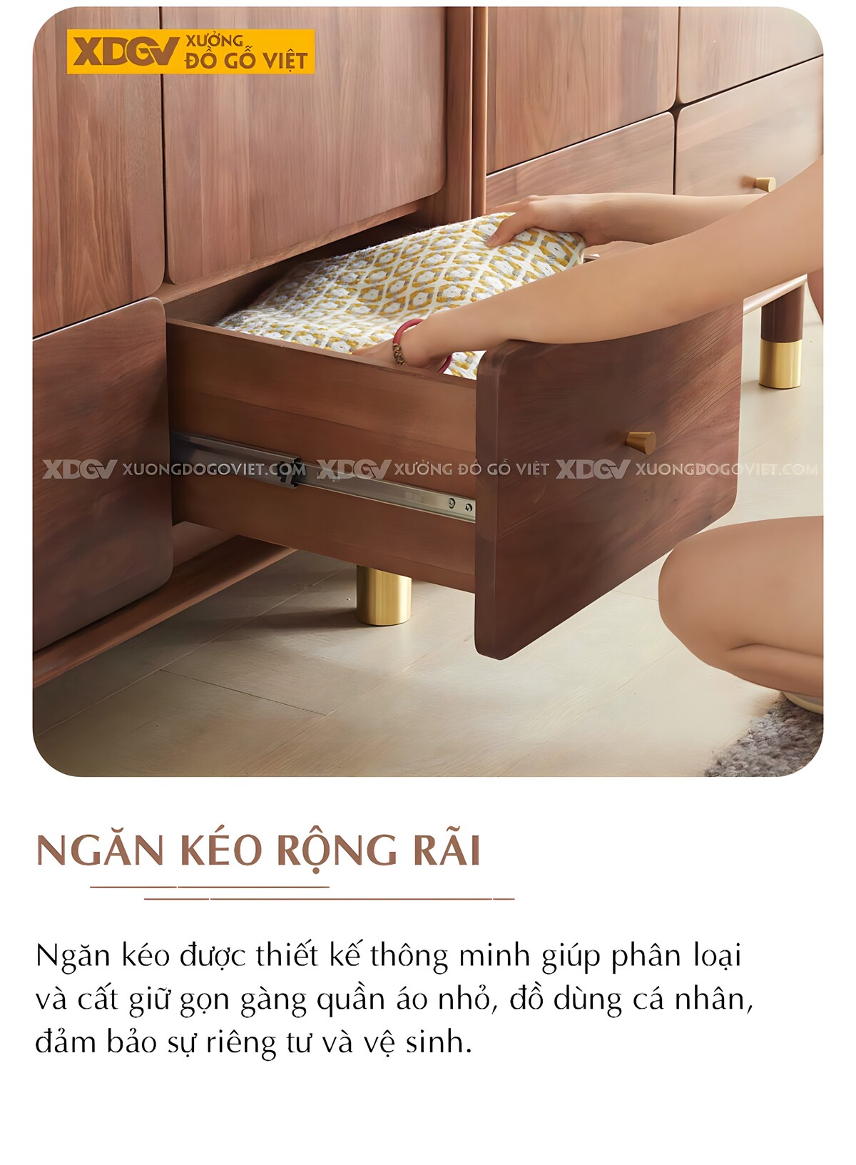 Tủ Gỗ Xoan Đào 5 Cánh Bo Góc Cạnh Chân Cao Bọc Kim Loại