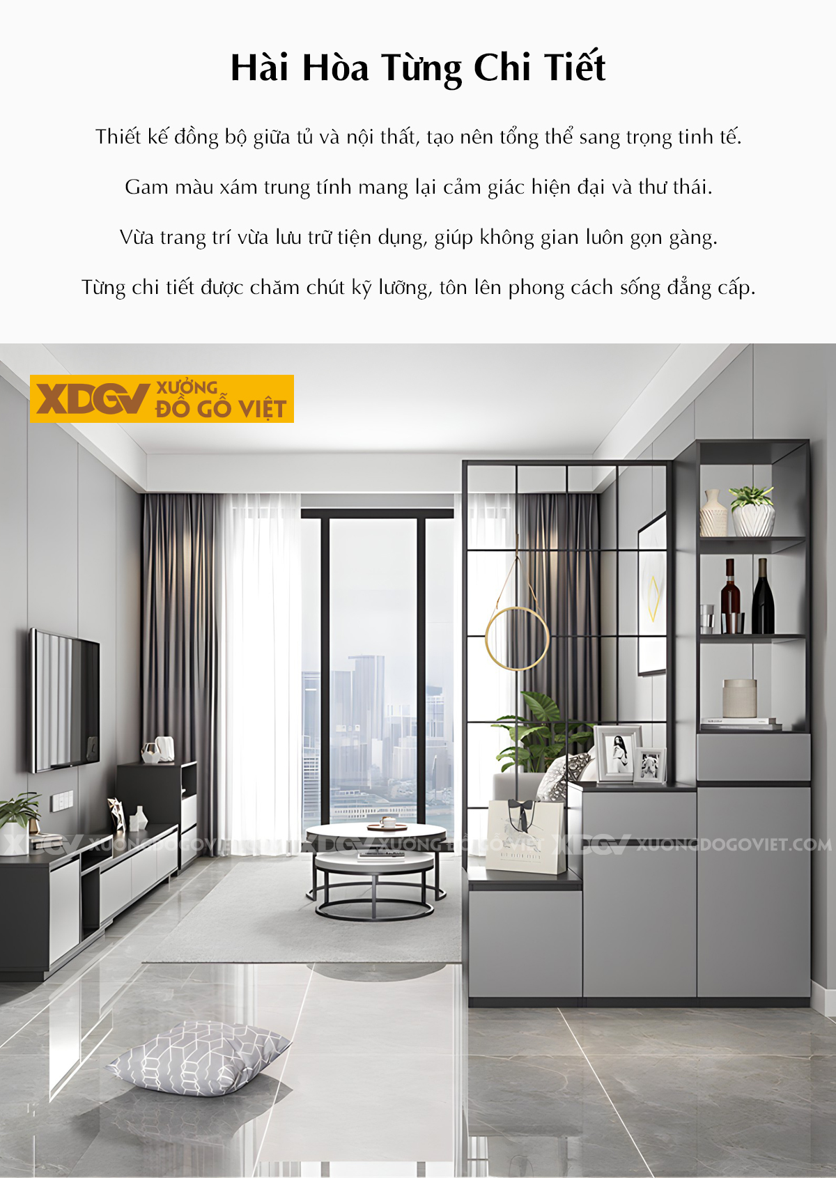 Tủ Lưu Trữ Rượu MDF Hiện Đại Kiêm Vách Ngăn Căn Hộ Tiện Nghi