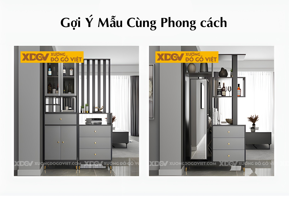 Tủ Lưu Trữ Rượu MDF Hiện Đại Kiêm Vách Ngăn Căn Hộ Tiện Nghi