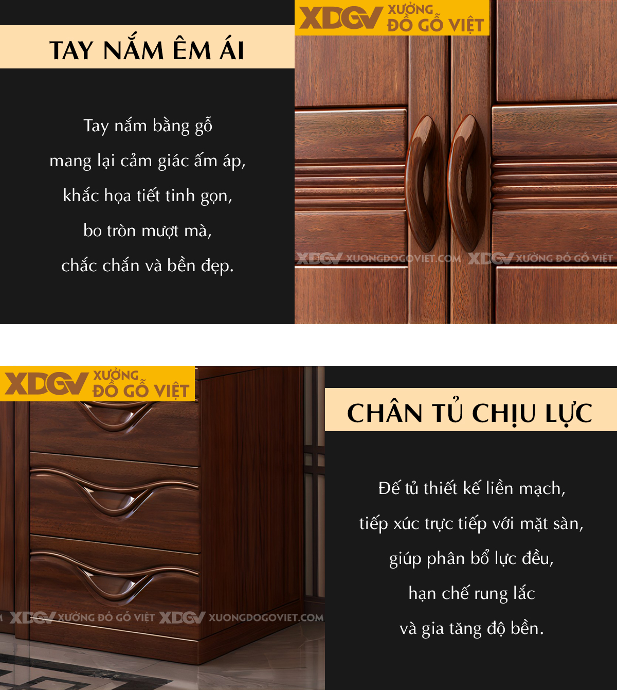 Tủ Quần Áo Căm Xe 6 Cánh Khung Pano Kẻ Rãnh Ngang Tay Nổi