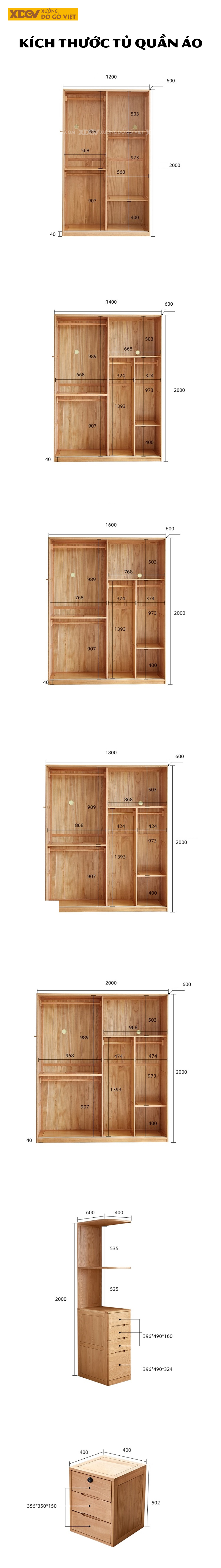 Tủ Quần Áo Đẹp Gỗ Veneer Sồi Tối Giản Cửa Lùa 2 Cánh Lớn