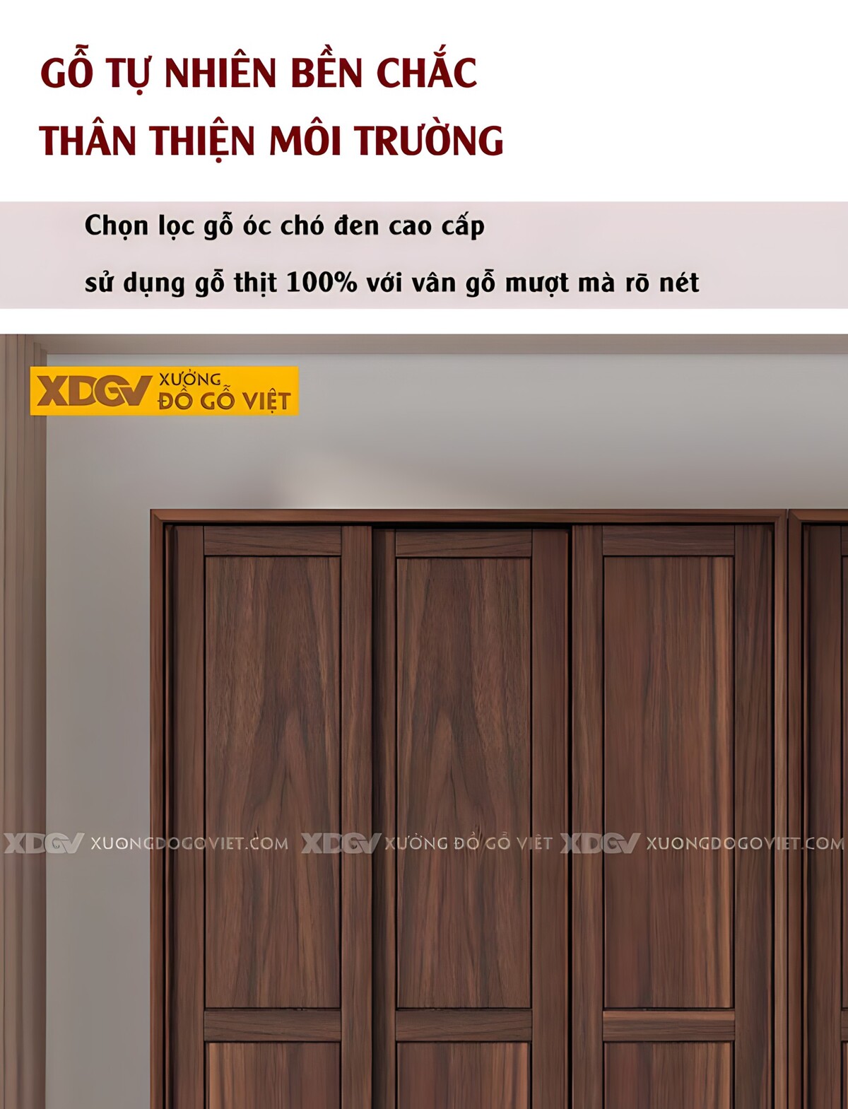 Tủ Quần Áo Đôi Gỗ Óc Chó Cửa Lùa Khung Pano Sang Trọng