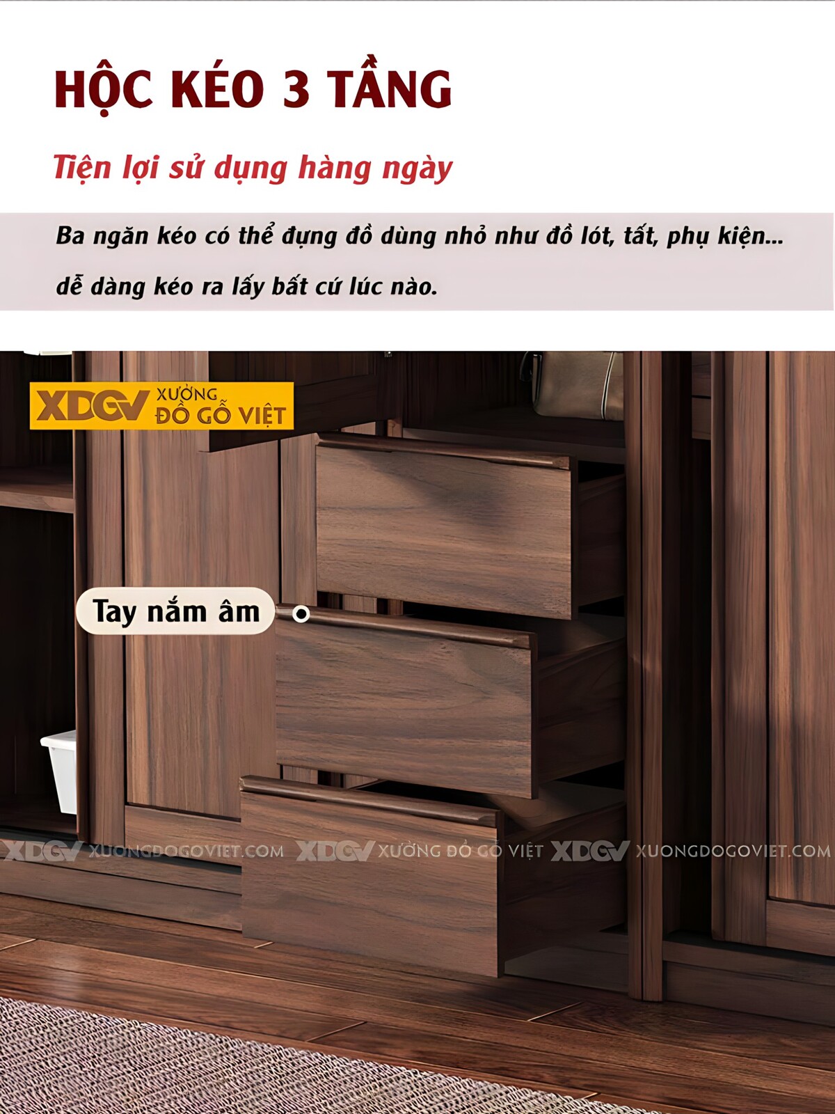 Tủ Quần Áo Đôi Gỗ Óc Chó Cửa Lùa Khung Pano Sang Trọng