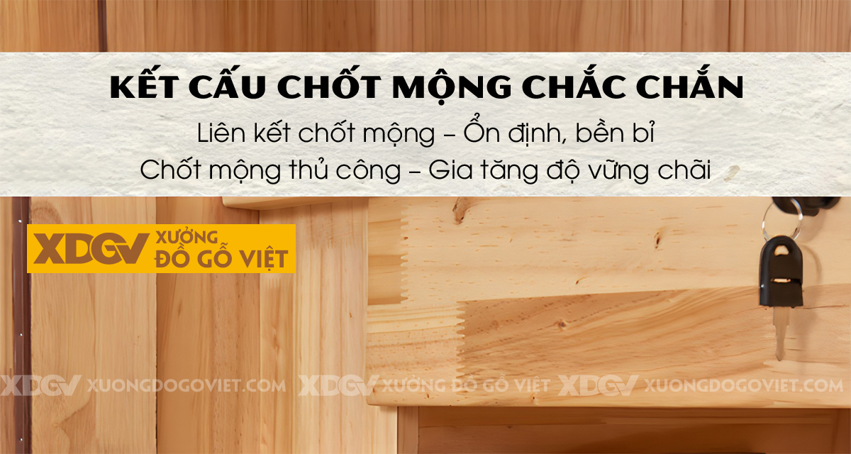 Tủ Quần Áo Gỗ Cao Su 4 Cánh Kẻ Chỉ Ngang Trang Trí Đẹp