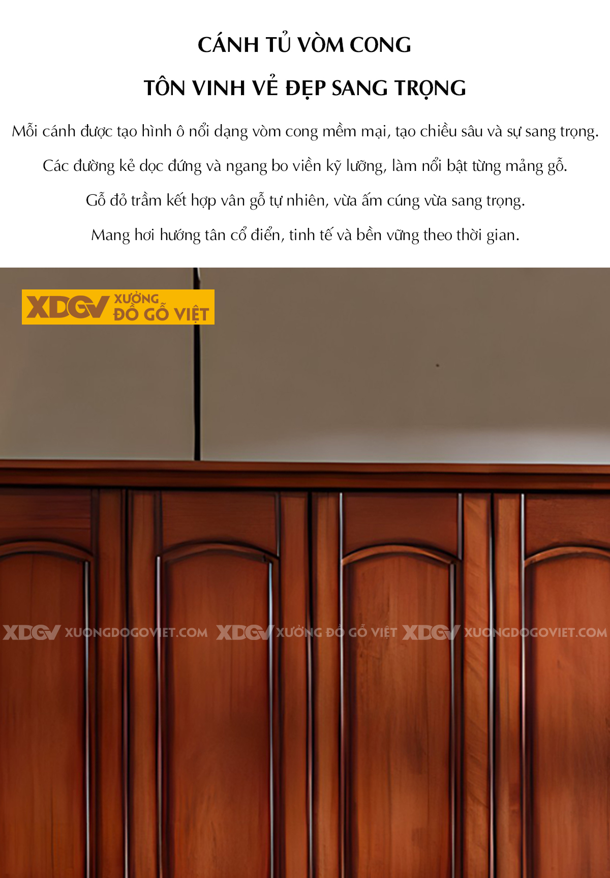 Tủ Quần Áo Gỗ Lim Tân Cổ Điển Chân Tiện 4 Cánh Soi Rãnh Cong