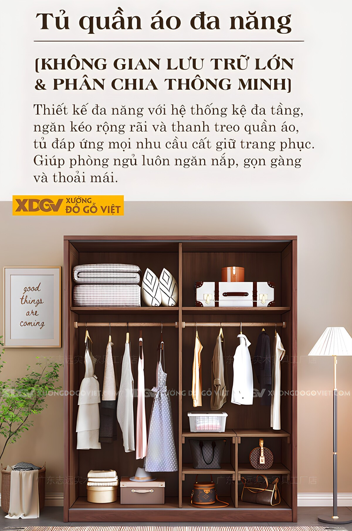 Tủ Quần Áo Gỗ Veneer Óc Chó 2 Cánh Lùa Bản Lớn Phẳng Đẹp