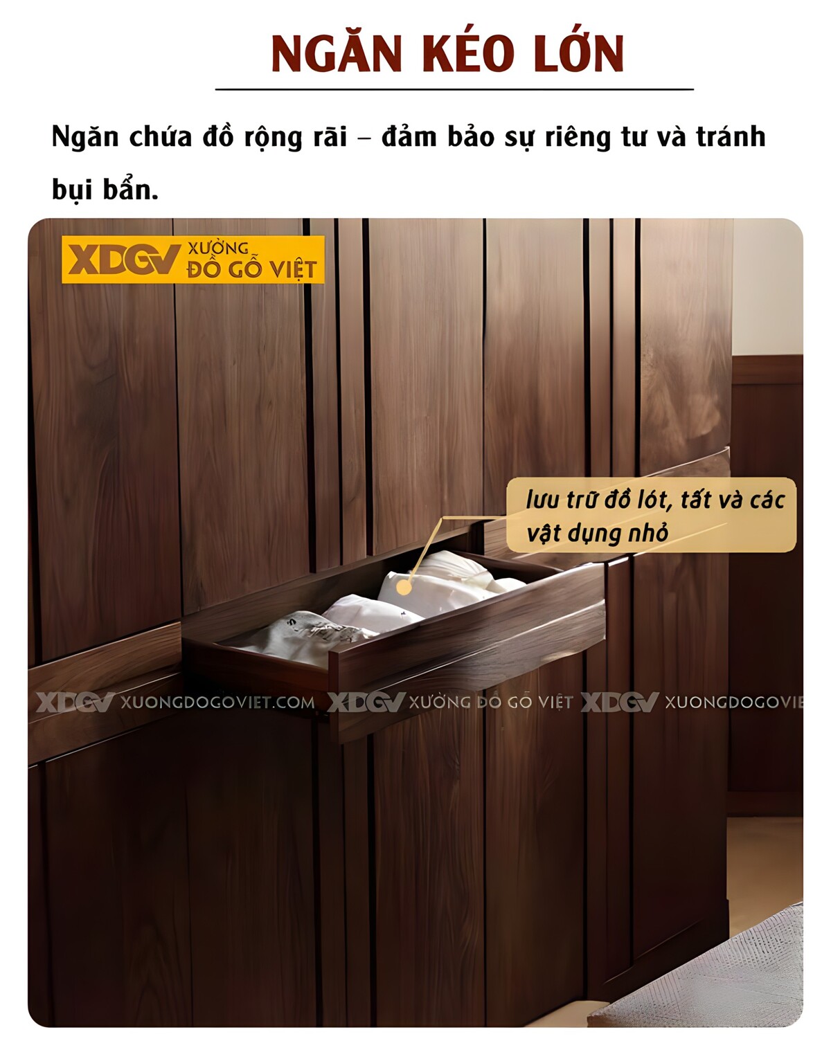 Tủ Quần Áo Gỗ Veneer Óc Chó 6 Cánh Nan Dọc Không Tay Nắm