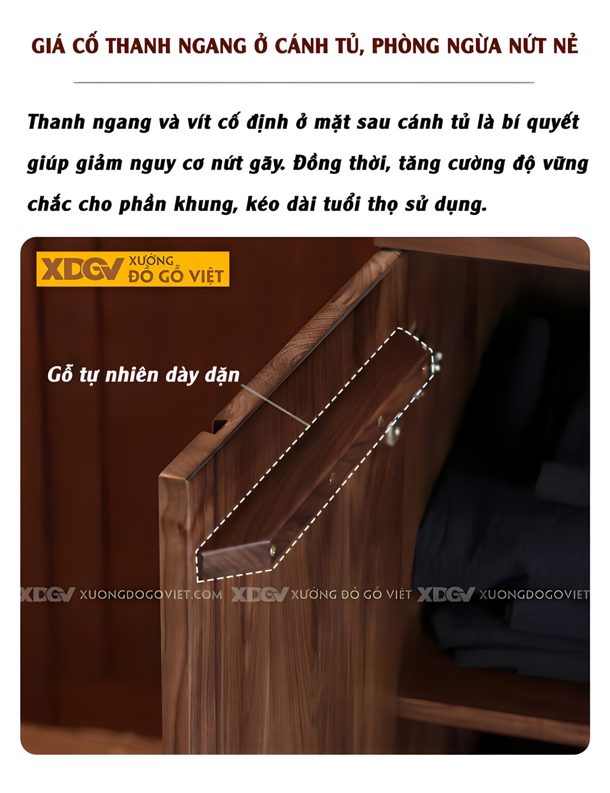 Tủ Quần Áo Gỗ Veneer Óc Chó 6 Cánh Nan Dọc Không Tay Nắm