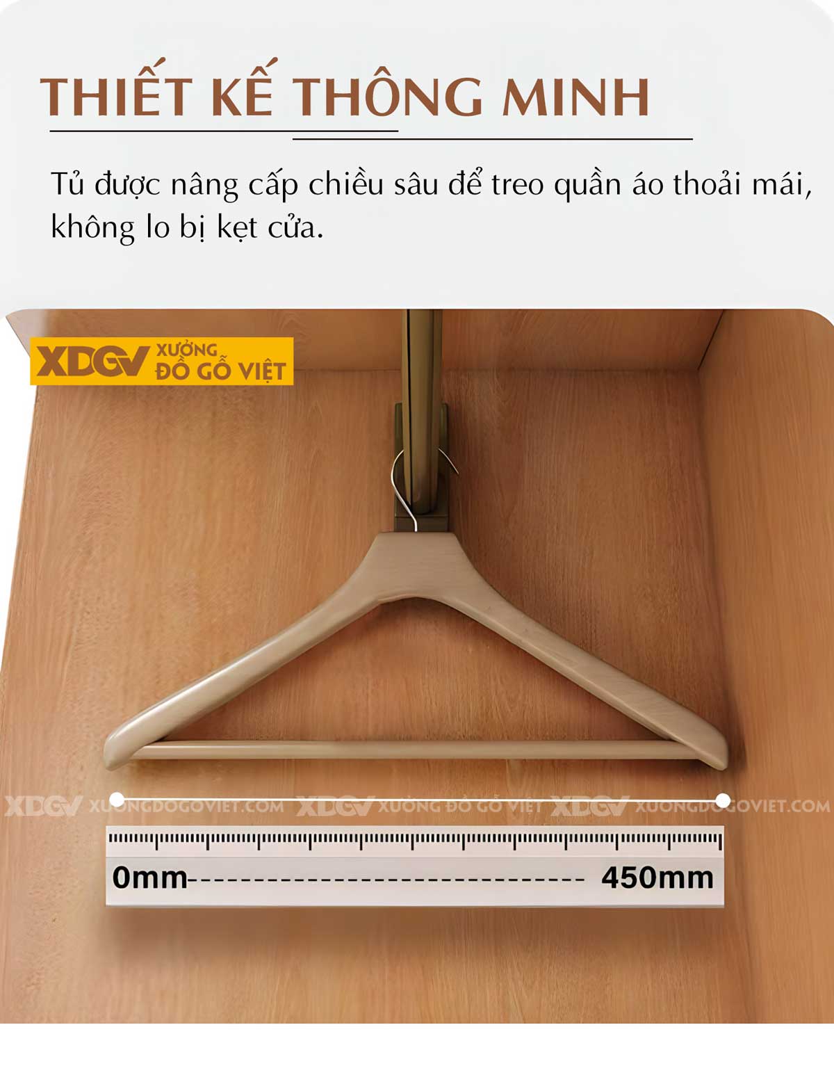 Tủ Quần Áo Gỗ Veneer Sồi 6 Cánh Áp Trần Tích Hợp 3 Ngăn Kéo