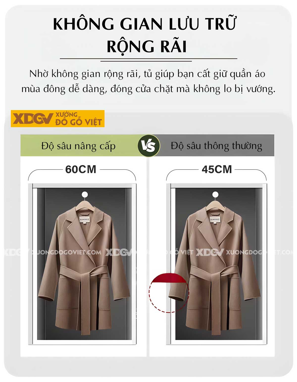 Tủ Quần Áo Gỗ Veneer Sồi 6 Cánh Áp Trần Tích Hợp 3 Ngăn Kéo