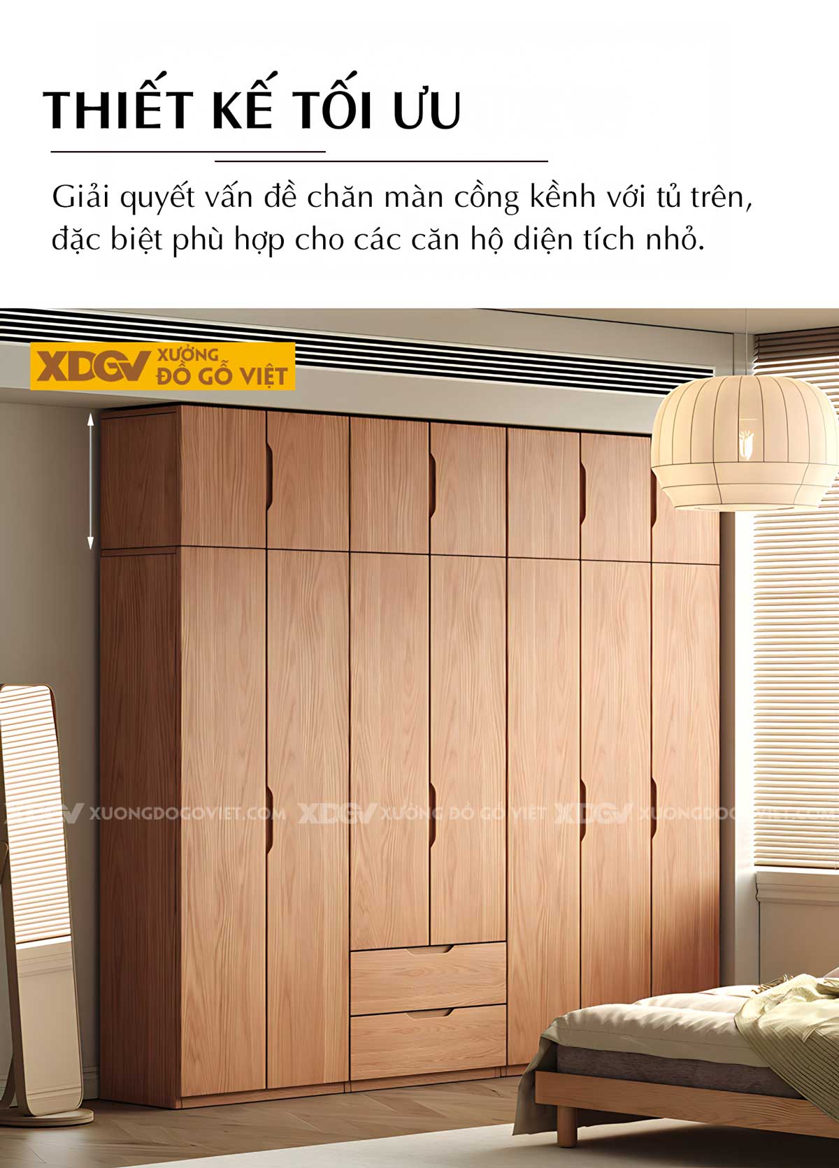 Tủ Quần Áo Gỗ Veneer Sồi Hiện Đại Tiện Lợi Nhiều Ngăn Để Đồ