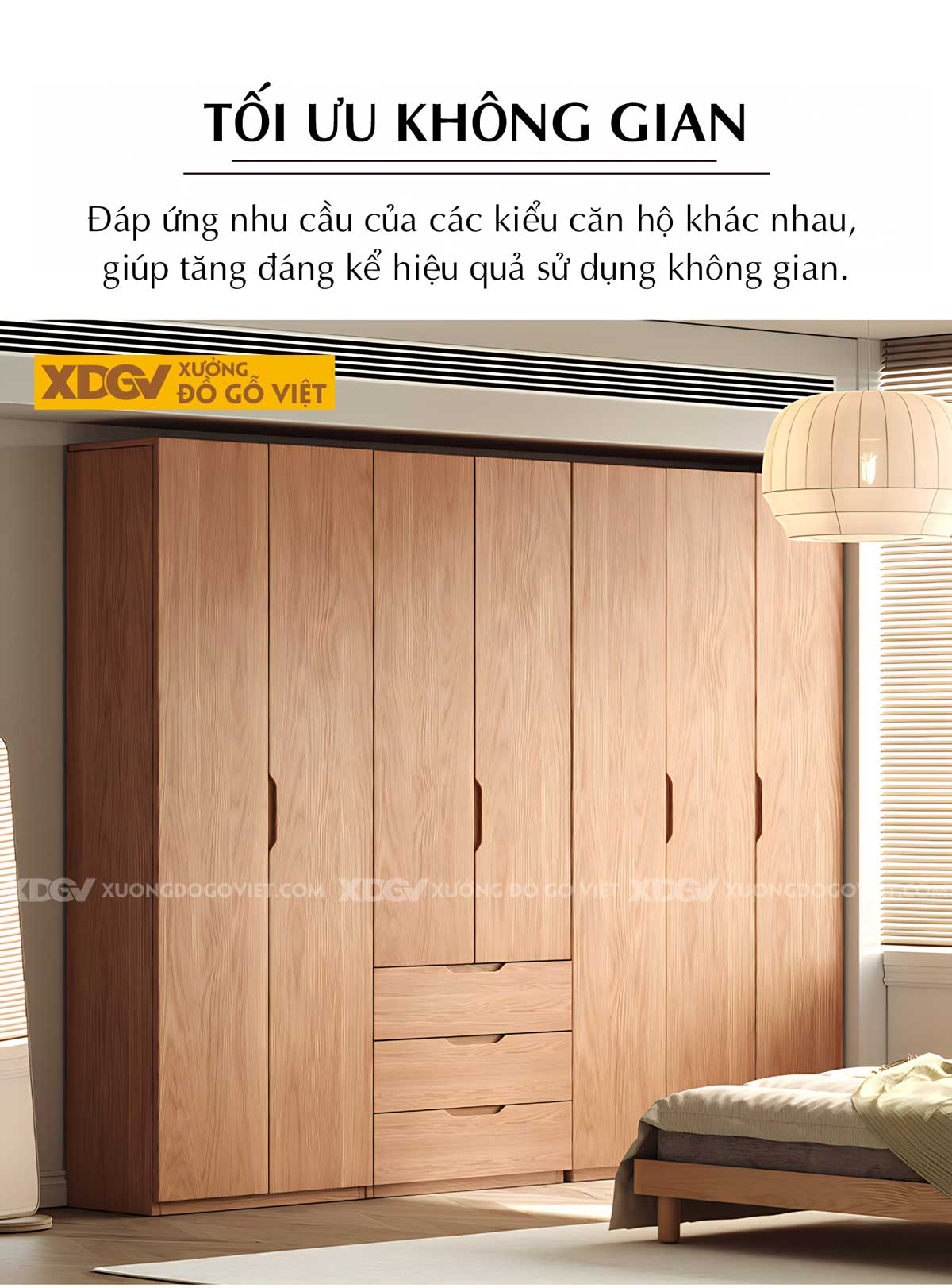 Tủ Quần Áo Gỗ Veneer Sồi Hiện Đại Tiện Lợi Nhiều Ngăn Để Đồ