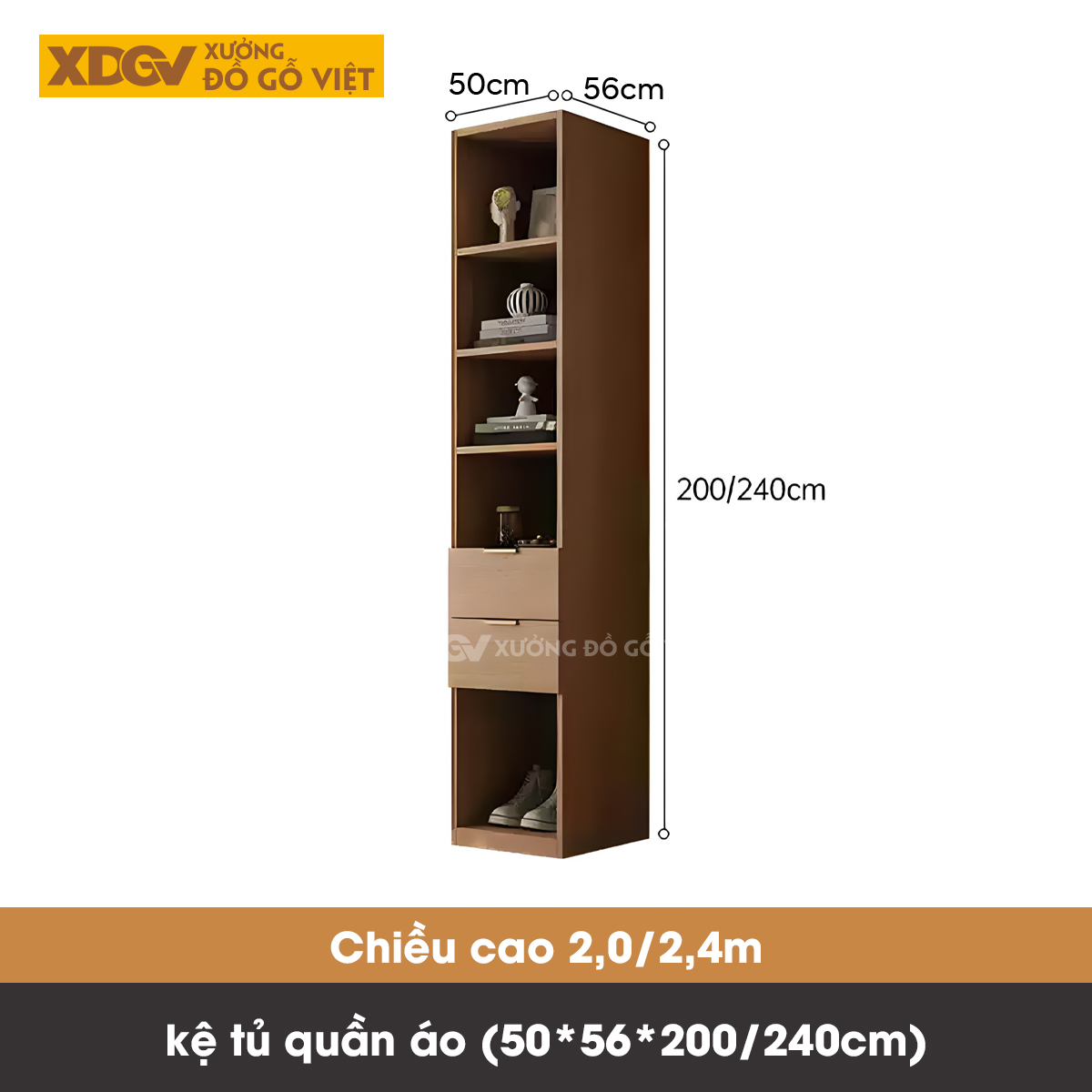 Tủ Quần Áo Gỗ Veneer Sồi Kết Hợp Bàn Trang Điểm Đa Năng