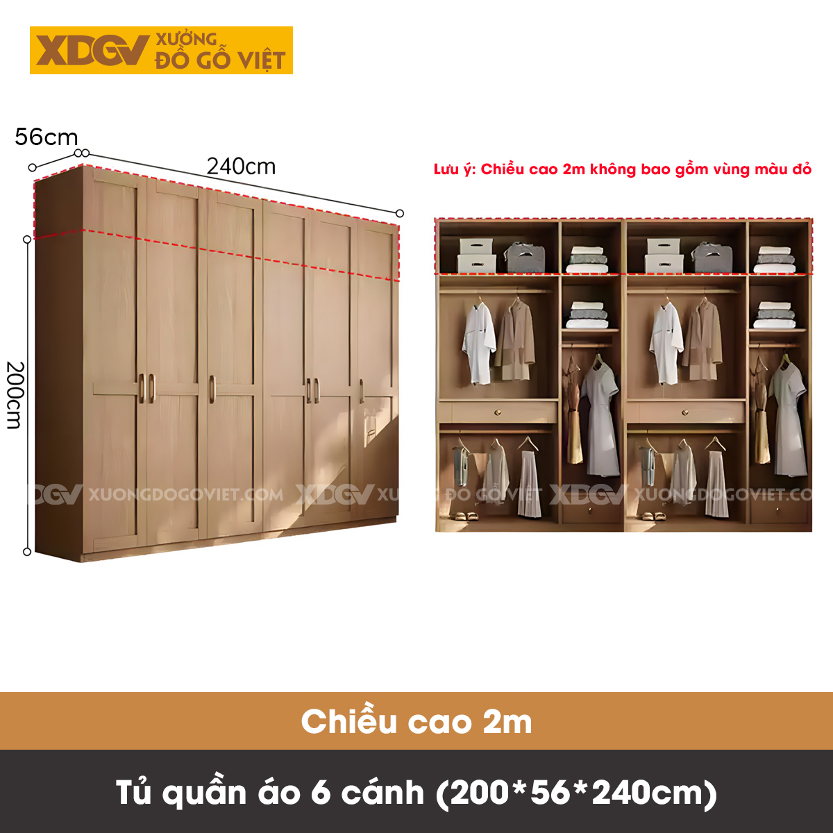 Tủ Quần Áo Gỗ Veneer Sồi Kết Hợp Bàn Trang Điểm Đa Năng