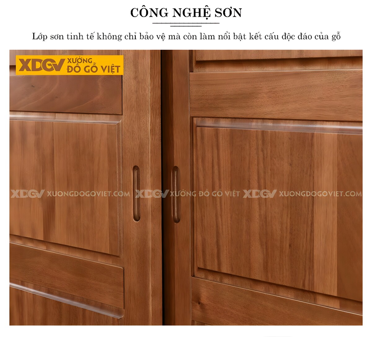 Tủ Quần Áo Gỗ Xoan Đào 2 Cánh Lớn Cửa Lùa Tay Âm Nhiều Ngăn