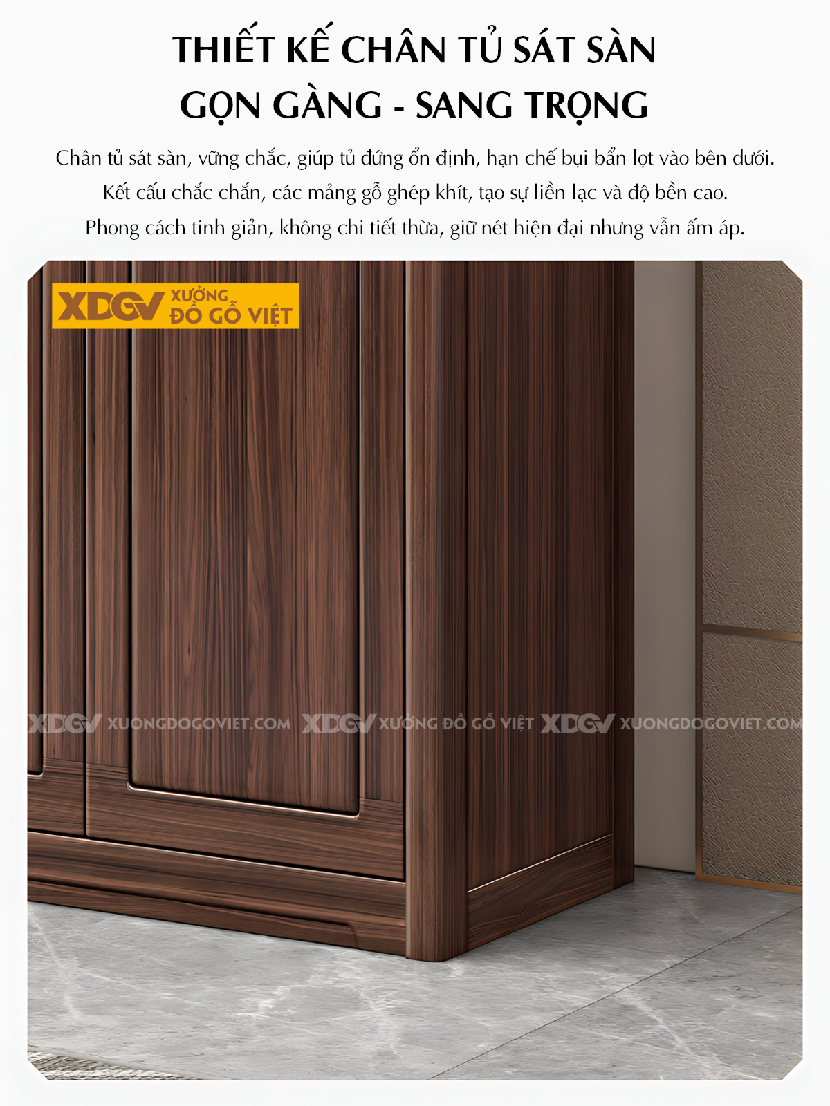 Tủ Quần Áo Kết Hợp Bàn Trang Điểm Gỗ Lim Cánh Kính Trà Nhạt