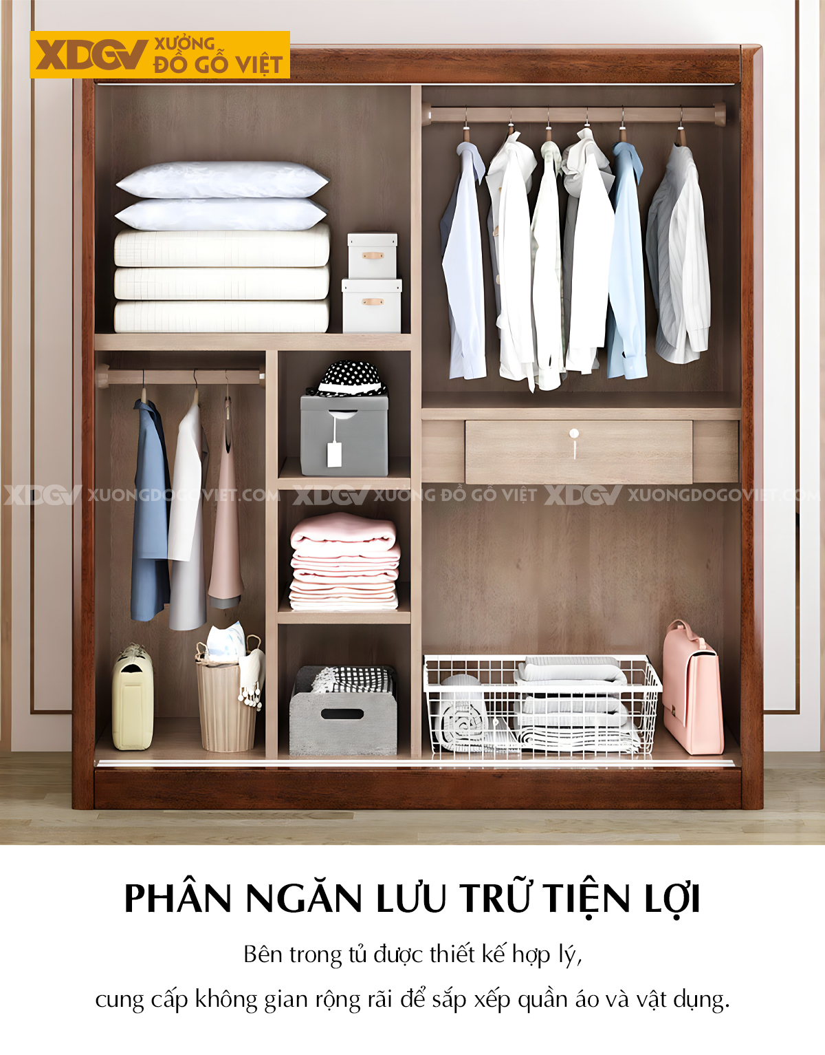 Tủ Quần Áo Lim Á Đông Đương Đại 2 Cánh Lớn Cửa Lùa Họa Tiết