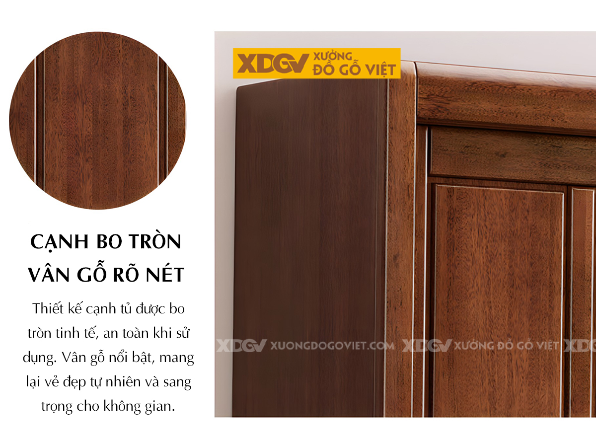Tủ Quần Áo Lim Á Đông Đương Đại 2 Cánh Lớn Cửa Lùa Họa Tiết