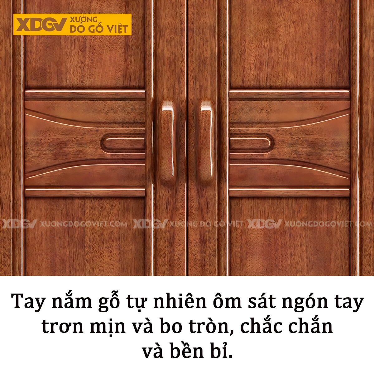 Tủ Quần Áo Mặt Gõ Đỏ Hiện Đại Cánh Pano Tay Nắm Gỗ Đồng Bộ