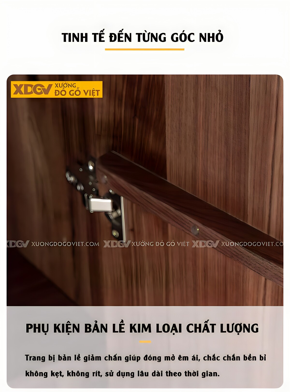Tủ Quần Áo Óc Chó Thịt 5 Cánh Mặt Phẳng Tay Âm Hiện Đại