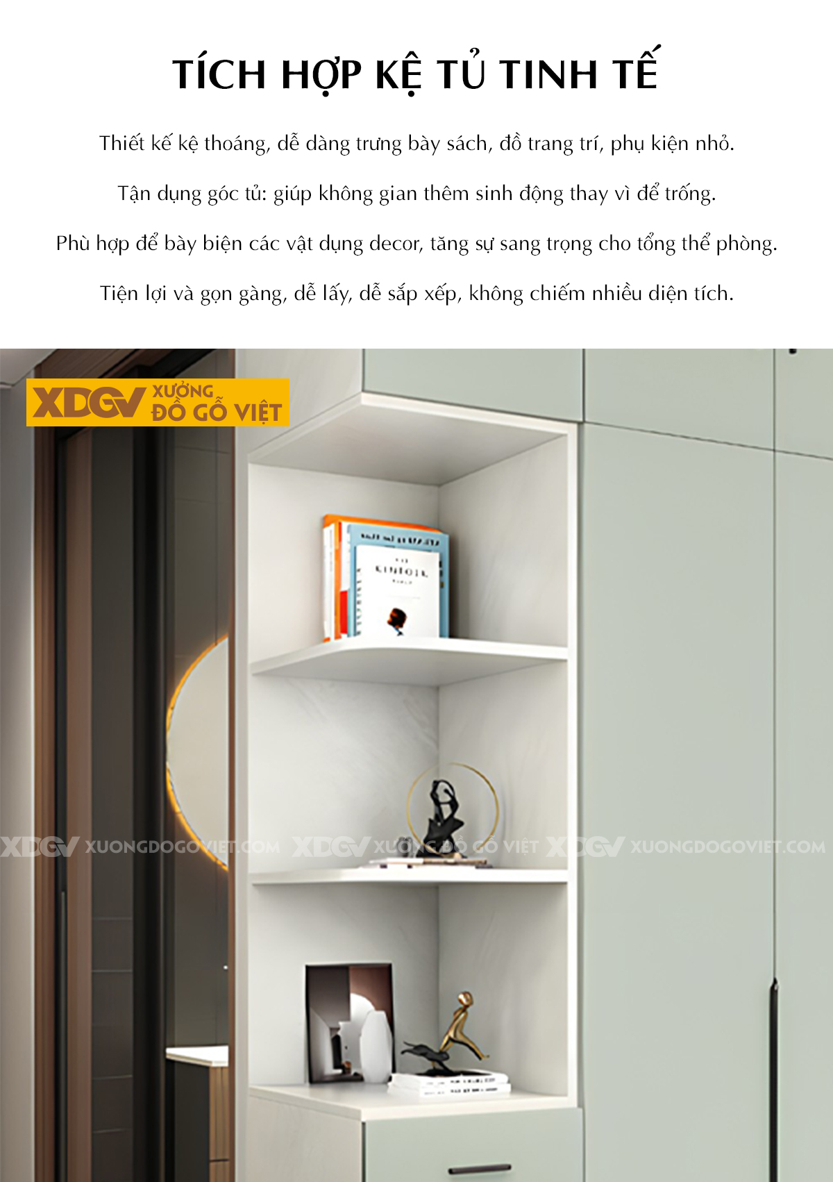 Tủ Quần Áo Phòng Ngủ Gỗ Công Nghiệp Dạng Hộp Tay Âm Dưới